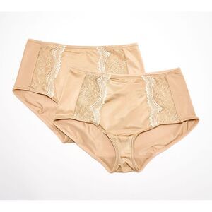 Maya J Women's Panties Sz XL -T Lace Shimmer Hipster Brief Tan/Beige A655486